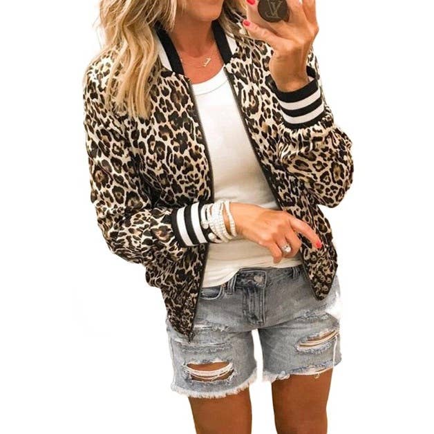 Leopard Print Bomber Jacket